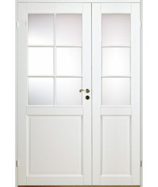 Parinnerdörr Diplomat Massiv Sp6 Vit Halv Klarglas