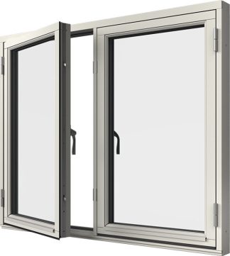 Sidohängt Elitfönster Original Trä 100 Tvåluft 3-glas Vitmålat Trä