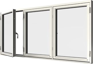 Sidohängt Elitfönster Original Trä 100 Treluft 3-glas Vitmålat Trä