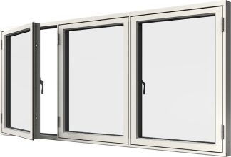 Sidohängt Elitfönster Original Alu 100 Treluft 3-Glas Vitlackerad Aluminium