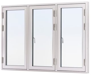 Sidohängt 3-luft Fönster Svenska Fönster Rund Profil 3-glas Vitlackerad Aluminium