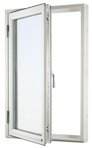 Sidohängda Fönster Svenska Fönster Rund Profil 3-glas Vitmålat Trä