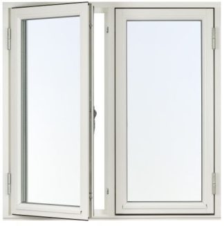 Sidohängda 2-luft Fönster Svenska Fönster Rund Profil 3-glas Vitmålat Trä