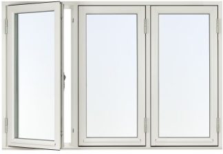 Sidohängda 3-luft Fönster Svenska Fönster Rund Profil 3-glas Vitmålat Trä