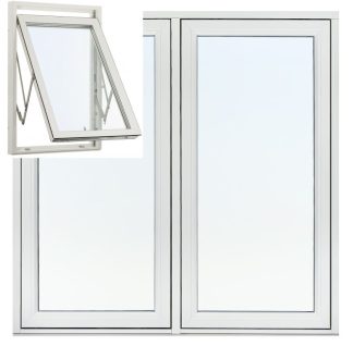 VRIDFÖNSTER 2-LUFT SVENSKA FÖNSTER RAK PROFIL 3-GLAS VITLACKERAD ALUMINIUM