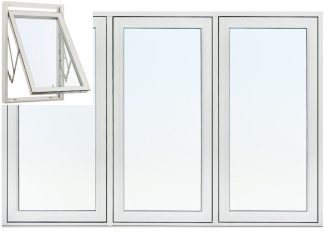 VRIDFÖNSTER 3-LUFT SVENSKA FÖNSTER RAK PROFIL 3-GLAS VITLACKERAD ALUMINIUM