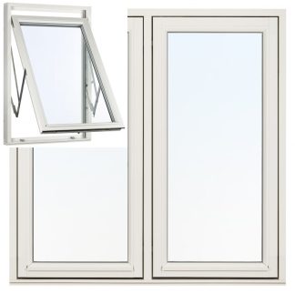 VRIDFÖNSTER 2-LUFT SVENSKA FÖNSTER RAK PROFIL 3-GLAS VITMÅLAT TRÄ