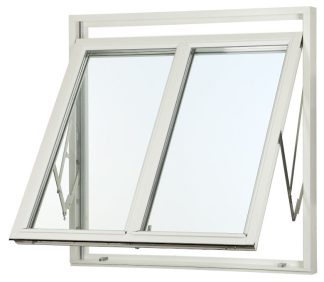 VRIDFÖNSTER SVENSKA FÖNSTER RAK PROFIL 3-GLAS MED GLASDELANDE POST VITMÅLAT TRÄ