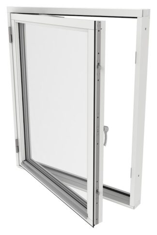 Sidohängt Fönster Outline 3-Glas Vitmålat Trä