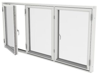 Sidohängt Fönster Outline Treluft 3-Glas Vitmålat Trä