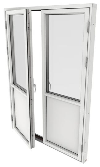 Bröstad Parfönsterdörr Outline 3-Glas Vitlackerad Alu