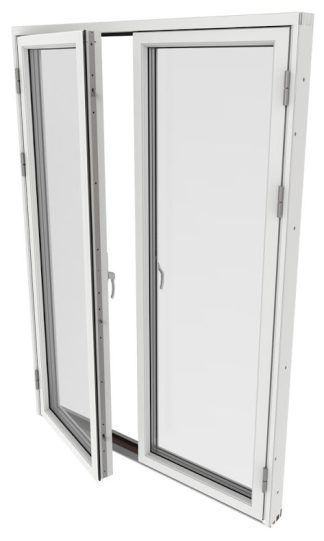 Helglasad Parfönsterdörr Outline 3-Glas Vitlackerad Alu