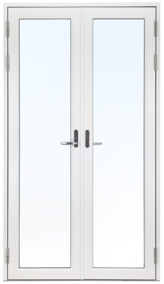 Helglasad Parfönsterdörr Svenska Fönster Rak Profil 3-glas Vitlackerad Aluminium