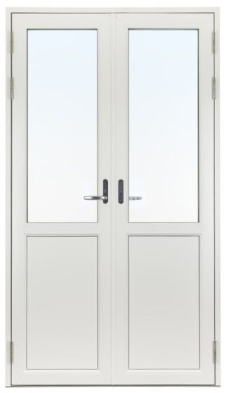 Parfönsterdörr Svenska Fönster Rak Profil 3-Glas Vitlackerad Aluminium