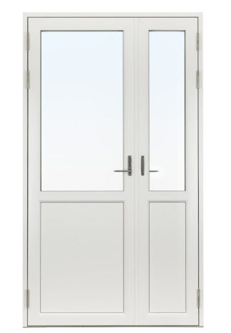 Parfönsterdörr Asymmetrisk Svenska Fönster Rak Profil 3-Glas Vit Aluminium