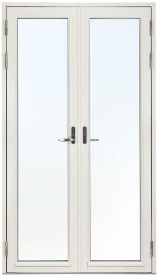 Helglasad Parfönsterdörr Svenska Fönster Rak Profil 3-glas Vitmålat Trä