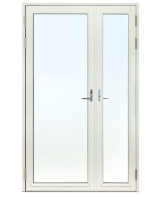 Helglasad Parfönsterdörr Asymmetrisk Svenska Fönster Rak Profil 3-Glas Vitmålat Trä