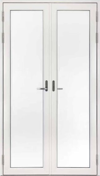 Helglasad Parfönsterdörr Svenska Fönster Rund Profil 3-glas Vit Aluminium