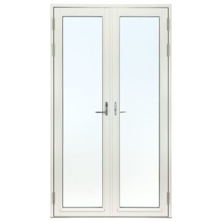 Helglasad Parfönsterdörr Svenska Fönster Rund Profil 3-glas Vitmålat Trä