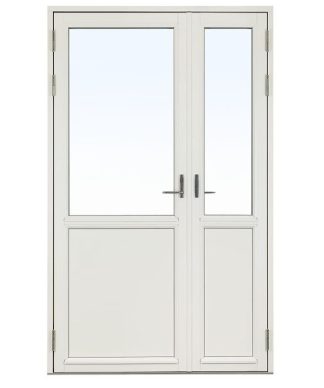 Parfönsterdörr Asymmetrisk Svenska Fönster Rund Profil 3-Glas Vitmålat Trä