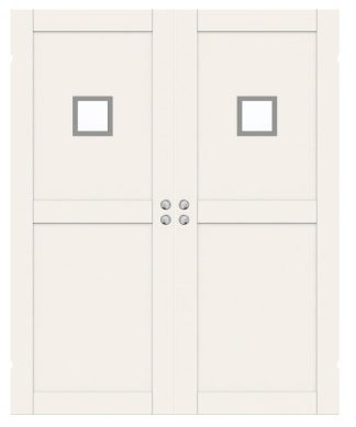 Parskjutdörr Swedoor Unique 02l Gwa120 Vit Klarglas Infälld