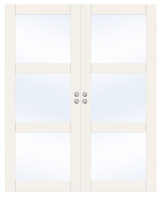 Parskjutdörr Swedoor Unique Gw03l Vit Klarglas Infälld