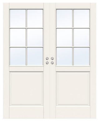 Parskjutdörr Swedoor Craft Sp6 Massiv Klarglas Vit Infälld