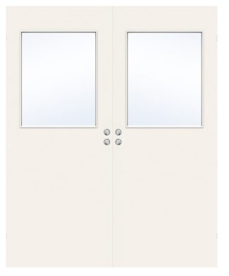 Parskjutdörr Swedoor Stable G21 Kompakt Klarglas Vit Infälld