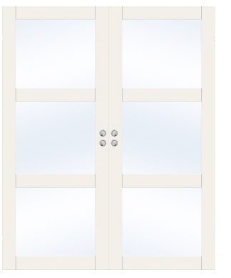 Parskjutdörr Swedoor Purity Gw03l Klarglas Vit Infälld