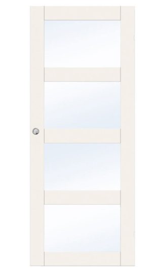 SKJUTDÖRR SWEDOOR UNIQUE GW04L VIT KLARGLAS UTANPÅLIGGANDE