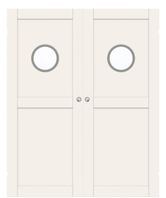 Parskjutdörr Swedoor Unique 02l Gwa130 Vit Klarglas Utanpåliggande