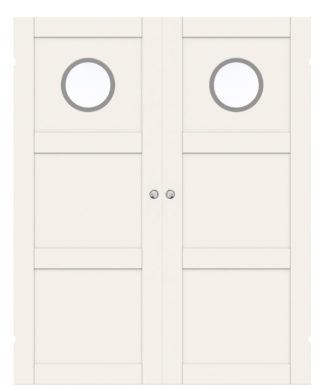 Parskjutdörr Swedoor Unique 03l Gwa130 Vit Klarglas Utanpåliggande