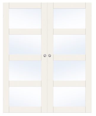 Parskjutdörr Swedoor Unique Gw04l Vit Klarglas Utanpåliggande