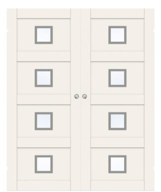 Parskjutdörr Swedoor Unique 04l Gwa420 Vit Klarglas Utanpåliggande