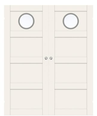 Parskjutdörr Swedoor Unique 04l Gwa130 Vit Klarglas Utanpåliggande