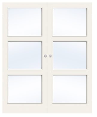 Parskjutdörr Swedoor Stable Gw3 Kompakt Klarglas Vit Utanpåliggande