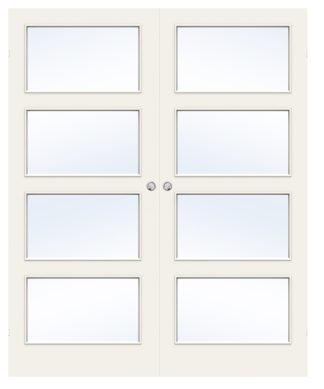 Parskjutdörr Swedoor Stable Gw4 Kompakt Klarglas Vit Utanpåliggande