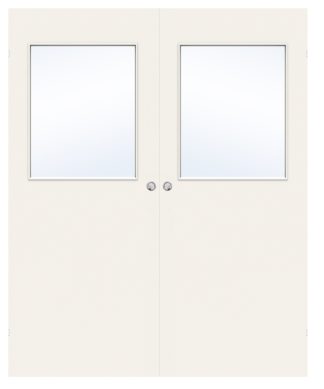 Parskjutdörr Swedoor Stable G21 Kompakt Klarglas Vit Utanpåliggande