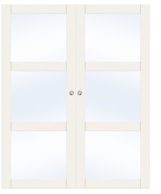 Parskjutdörr Swedoor Purity Gw03l Klarglas Vit Utanpåliggande