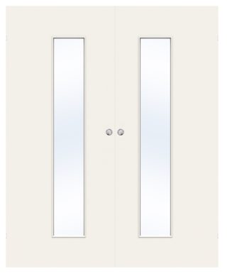 Parskjutdörr Swedoor Stable Effect Q510 Klarglas Vit Utanpåliggande