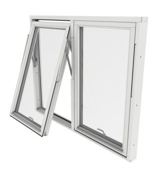 Vridfönster Outline Tvåluft 3-Glas Vitmålat Trä