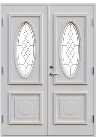 Parytterdörr Leksandsdörren Oval Maskinantikt Glas Vit