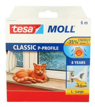 Tätningslist TESA MOLL Classic P-Profile Vit - 6 meter
