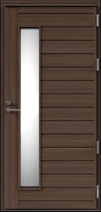 Ytterdörr Kaski Tammerfors Klarglas Laserad Furupanel